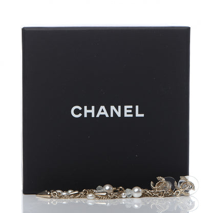 Chanel Chain Pearl CC Drop Earrings Light Gold 5 of 5