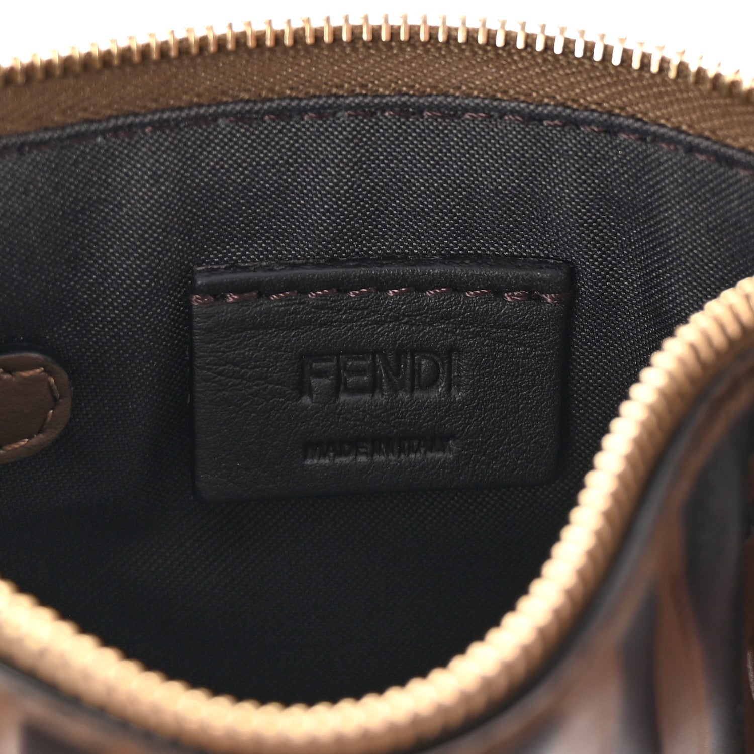 Fendi Vitello Soft F is Fendi Bi-Color FF 1974 Embossed Key Case Pouch Maya Black 6 of 6
