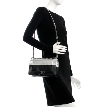 Chanel Metallic Goatskin Calfskin Medium Boy Flap Silver Black 2 of 9