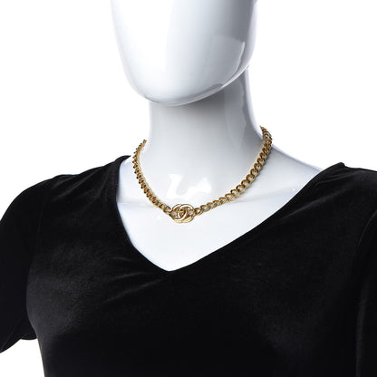 Chanel Chain Link CC Turn Lock Choker Necklace Gold 2 of 4