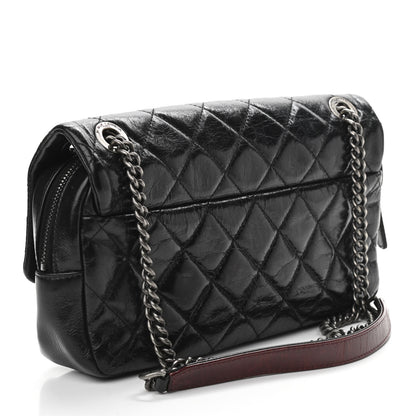 Chanel Glazed Calfskin Quilted Medium Duo Color Flap Black 3 of 10