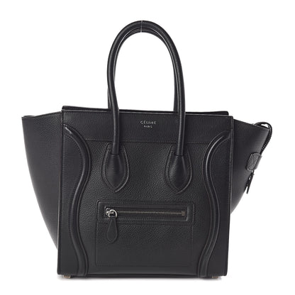 Celine Drummed Calfskin Micro Luggage Black 1 of 9