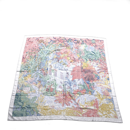 Hermes Cashmere Silk Faubourg Tropical Shawl 140 Gris Chine Rose 1 of 4