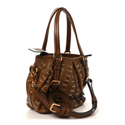 Burberry Calfskin Metal Stitch Lowry Brown 3 of 9