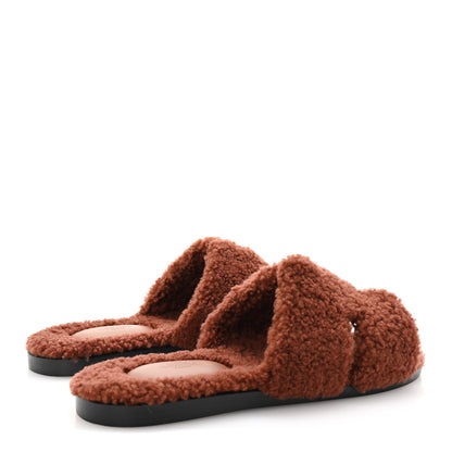 Hermes Woolskin Mens Izmir Sandals 44 Cognac 5 of 9