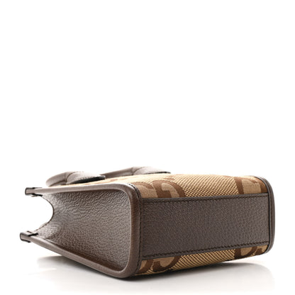 Gucci Monogram Jumbo GG Textured Dollar Calfskin Web Mini Vertical Tote Camel Ebony New Acero 4 of 10