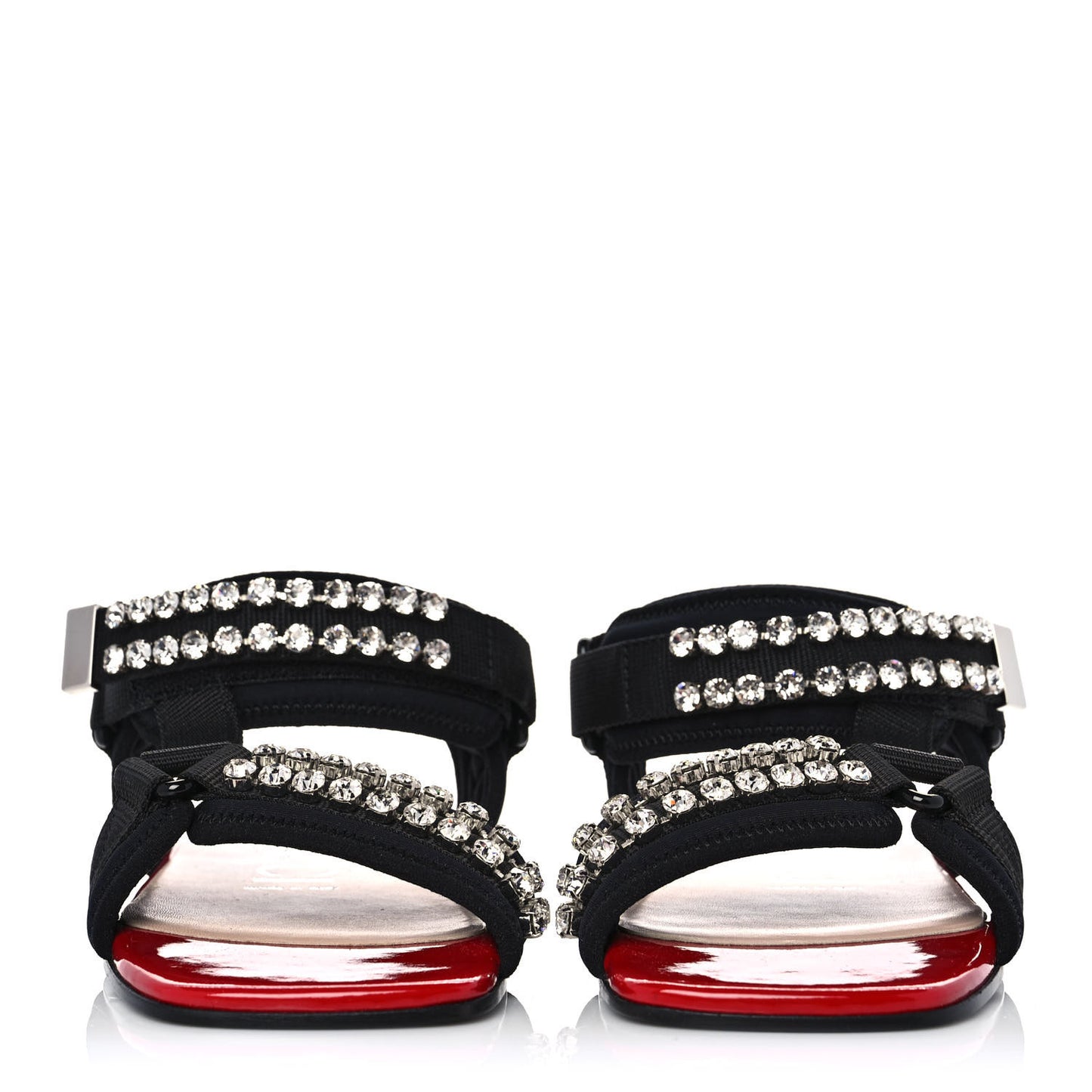 Neoprene Canvas Crystal Embellished Shea Flat Sandals 36.5 Black