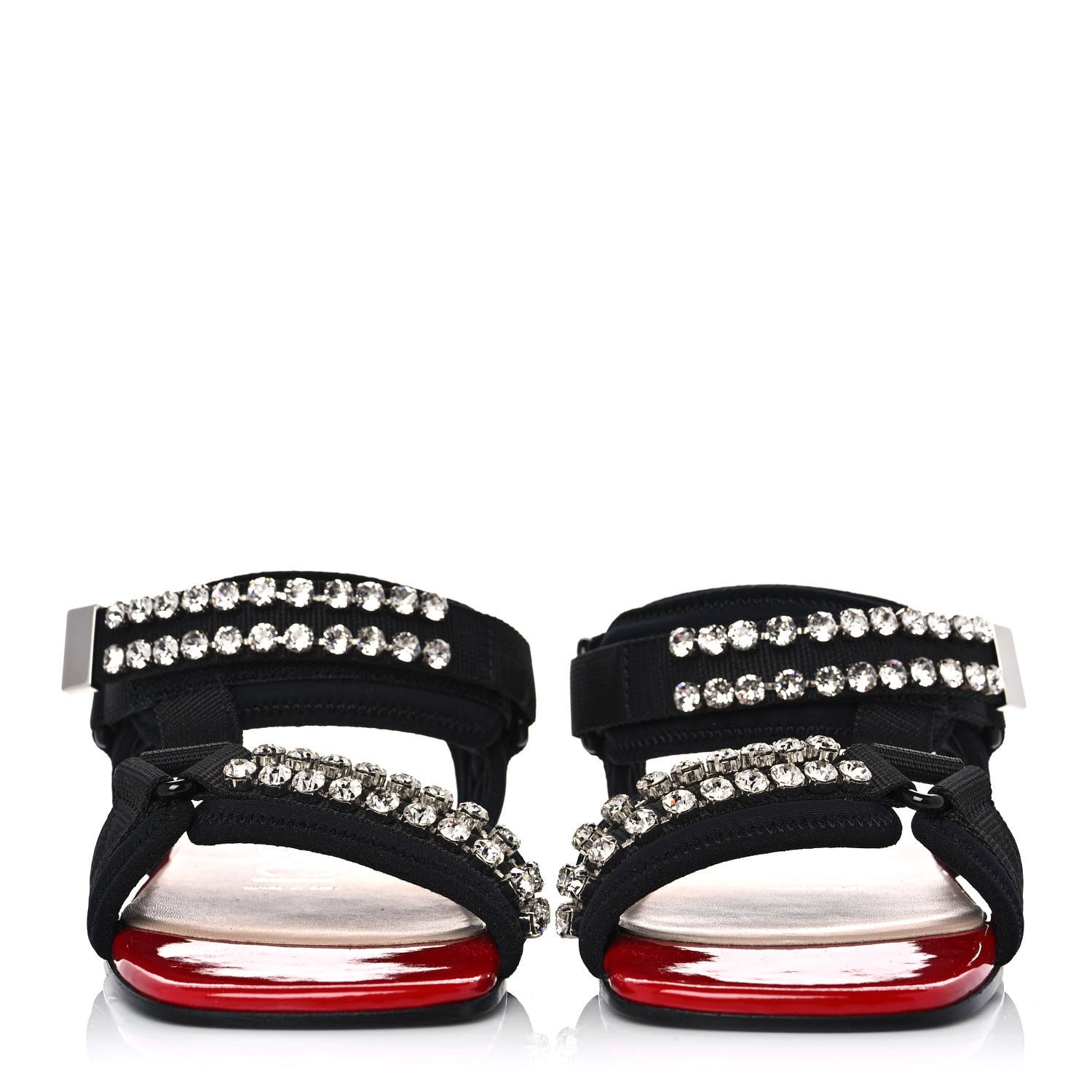 Gucci Neoprene Canvas Crystal Embellished Shea Flat Sandals 36.5 Black 2 of 9