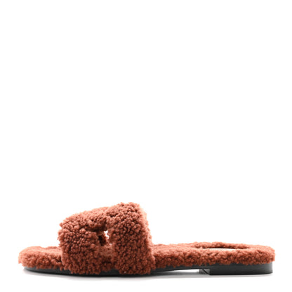 Hermes Woolskin Oran Sandals 39 Cognac 1 of 12