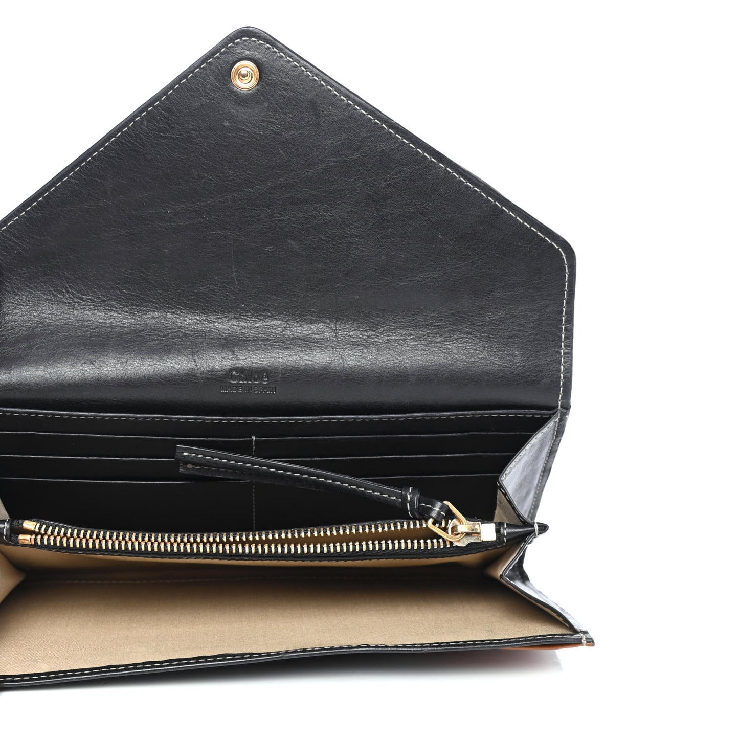 Calfskin Pony Hair Leopard Print Flap Long Wallet Black