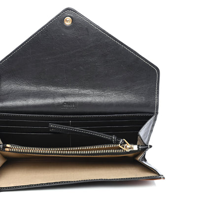 Chloe Calfskin Pony Hair Leopard Print Flap Long Wallet Black 4 of 4