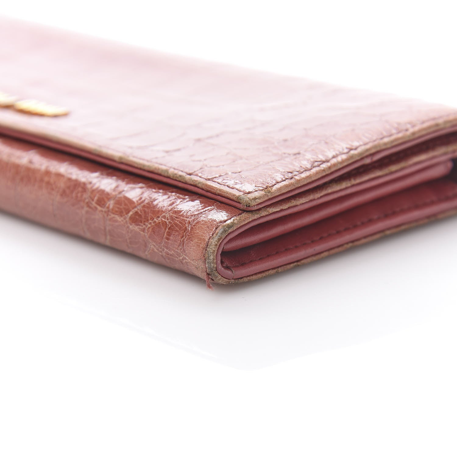 Miu Miu Patent Crocodile Embossed Saint Cocco Lux Continental Flap Wallet Antico 9 of 11