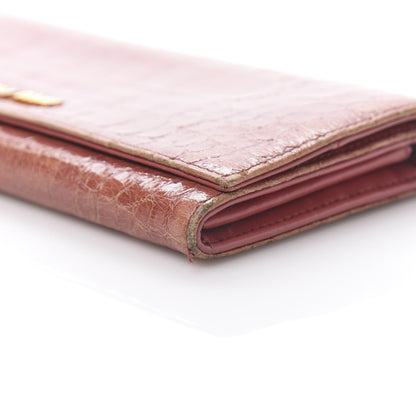Miu Miu Patent Crocodile Embossed Saint Cocco Lux Continental Flap Wallet Antico 9 of 11
