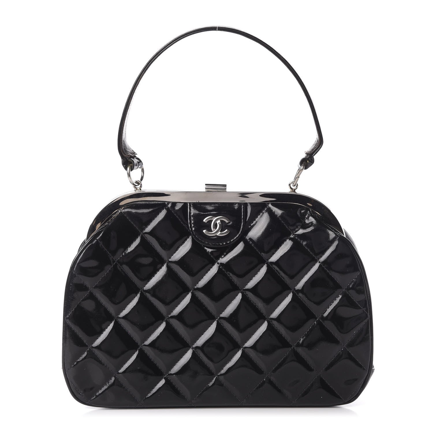 Chanel Patent Quilted Kisslock Frame Bag Black 1 of 17