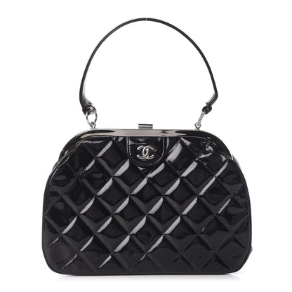 Chanel Patent Quilted Kisslock Frame Bag Black 1 of 17