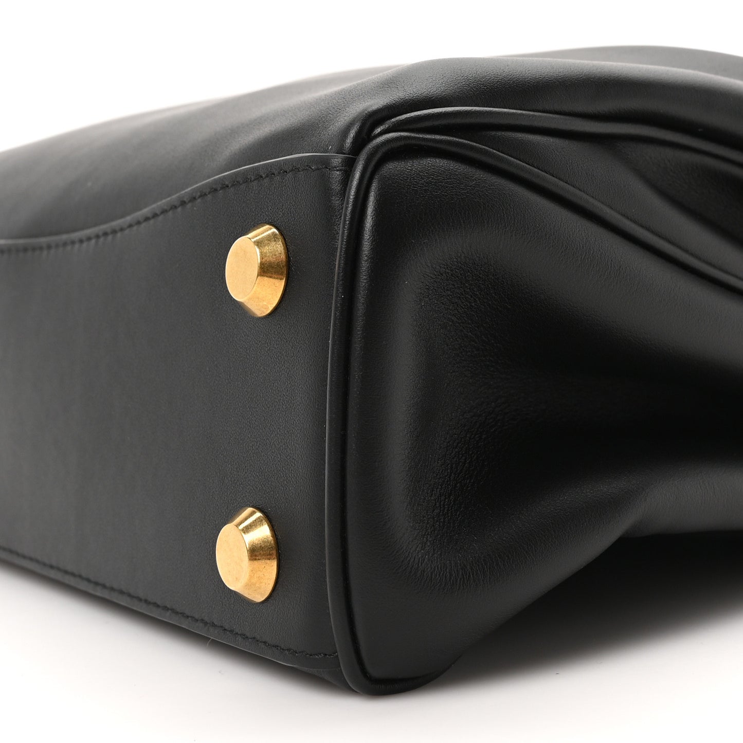 Natural Smooth Calfskin Small Rodeo Top Handle Handbag Black