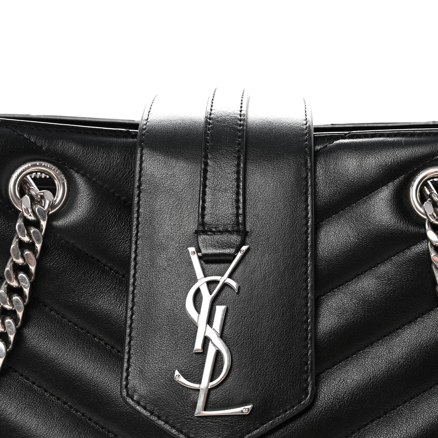 Saint Laurent Calfskin Y Quilted Monogram Large Loulou Shopper Black 7 of 9