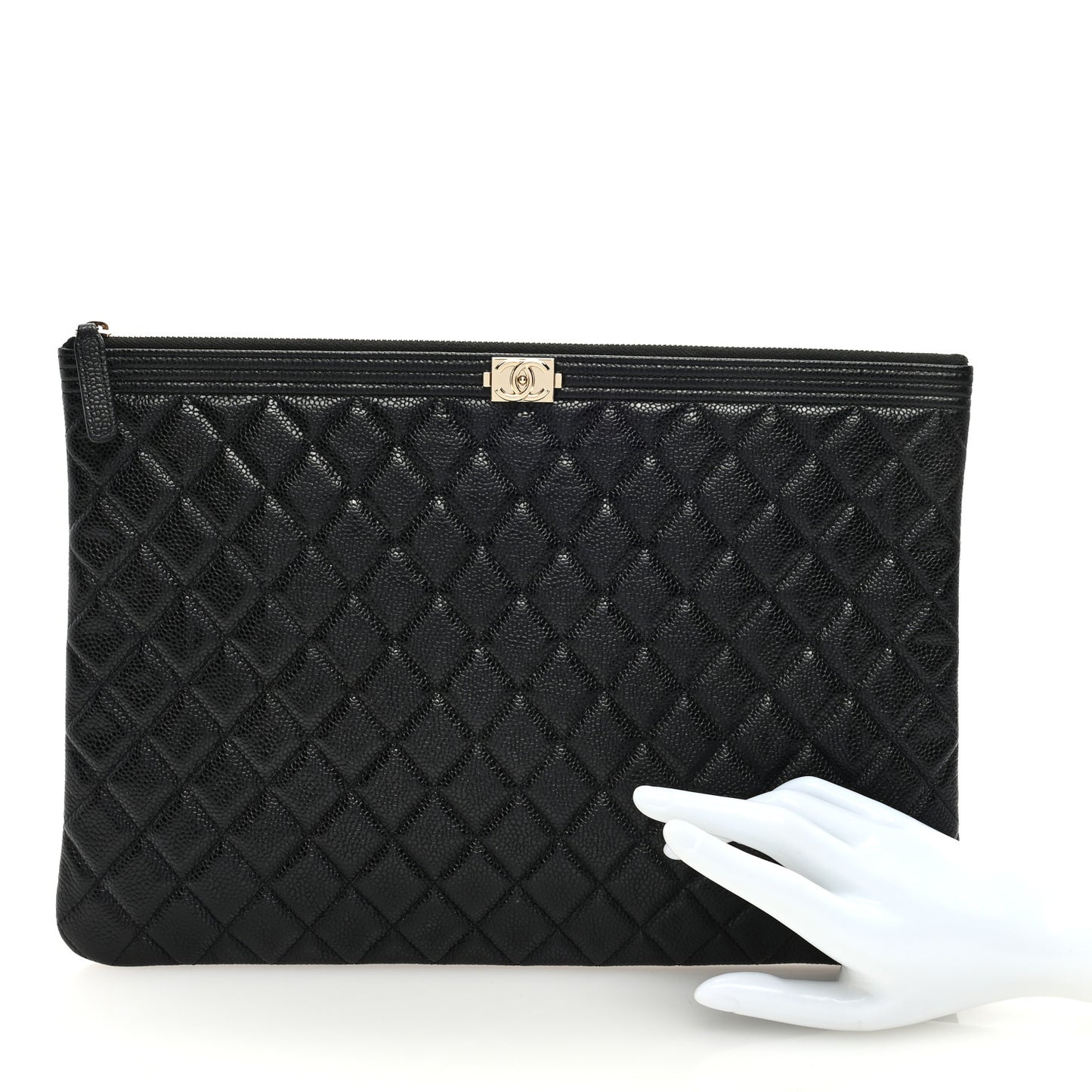 Caviar Quilted Large Boy Zip Pouch