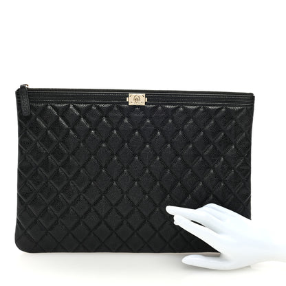 Chanel Caviar Quilted Large Boy Zip Pouch 2 of 7