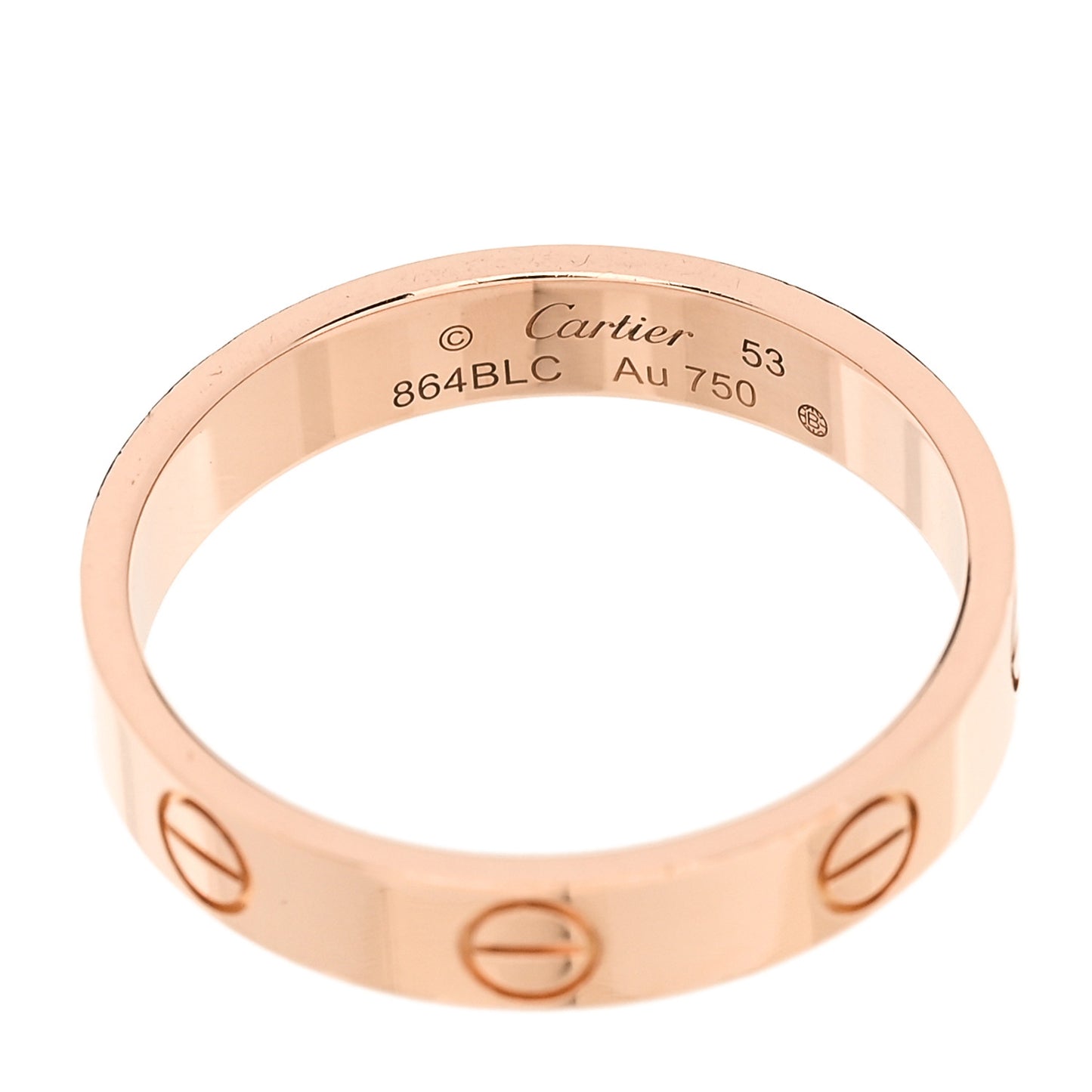 18K Pink Gold 3.5mm LOVE Wedding Band Ring 53 6.5