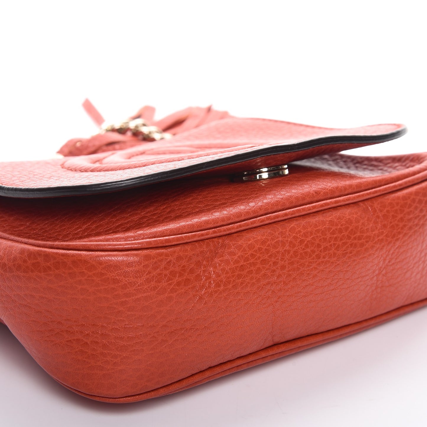 Pebbled Calfskin Small Soho Flap Crossbody Sun Orange