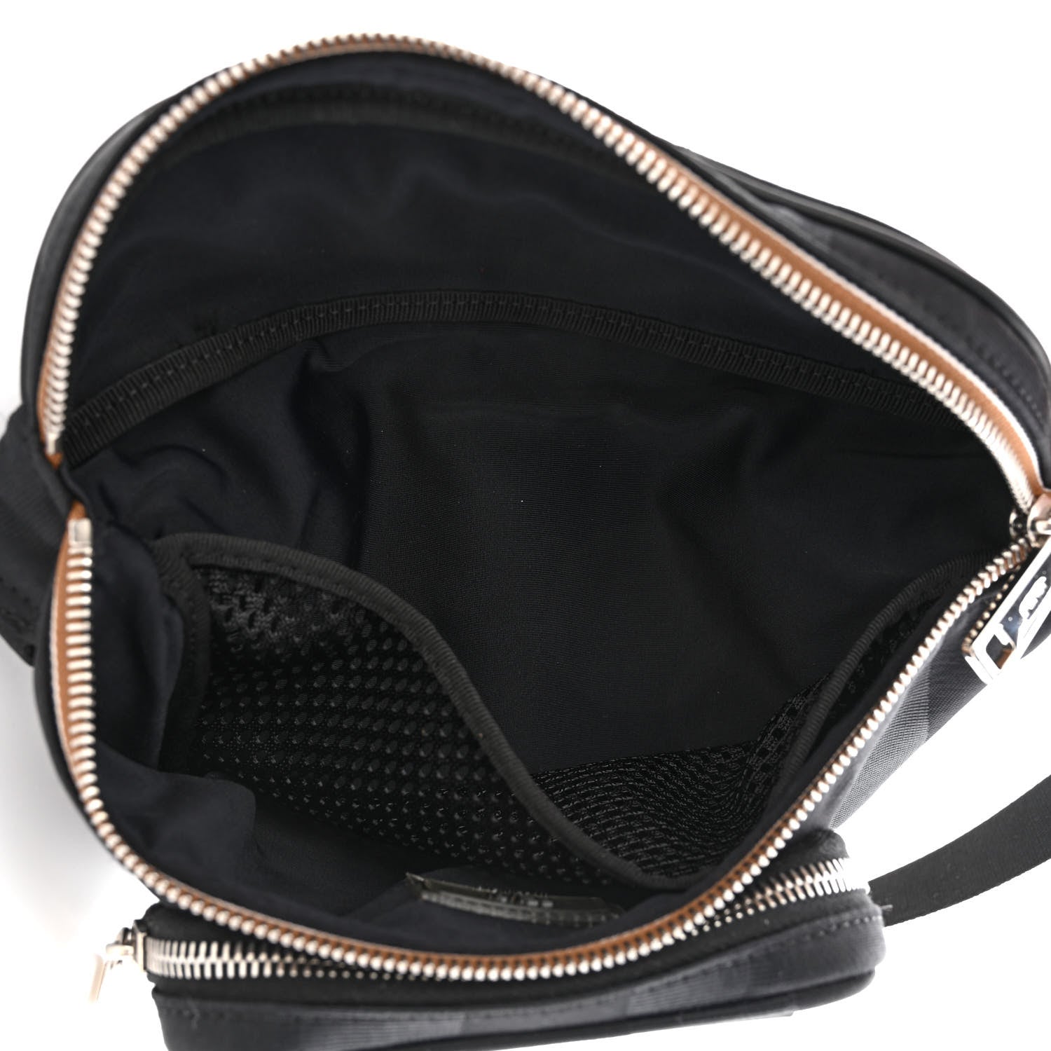 Fendi Nylon Vitello Century Pequin Logo Plate Pocket Belt Bag Black 5 of 10