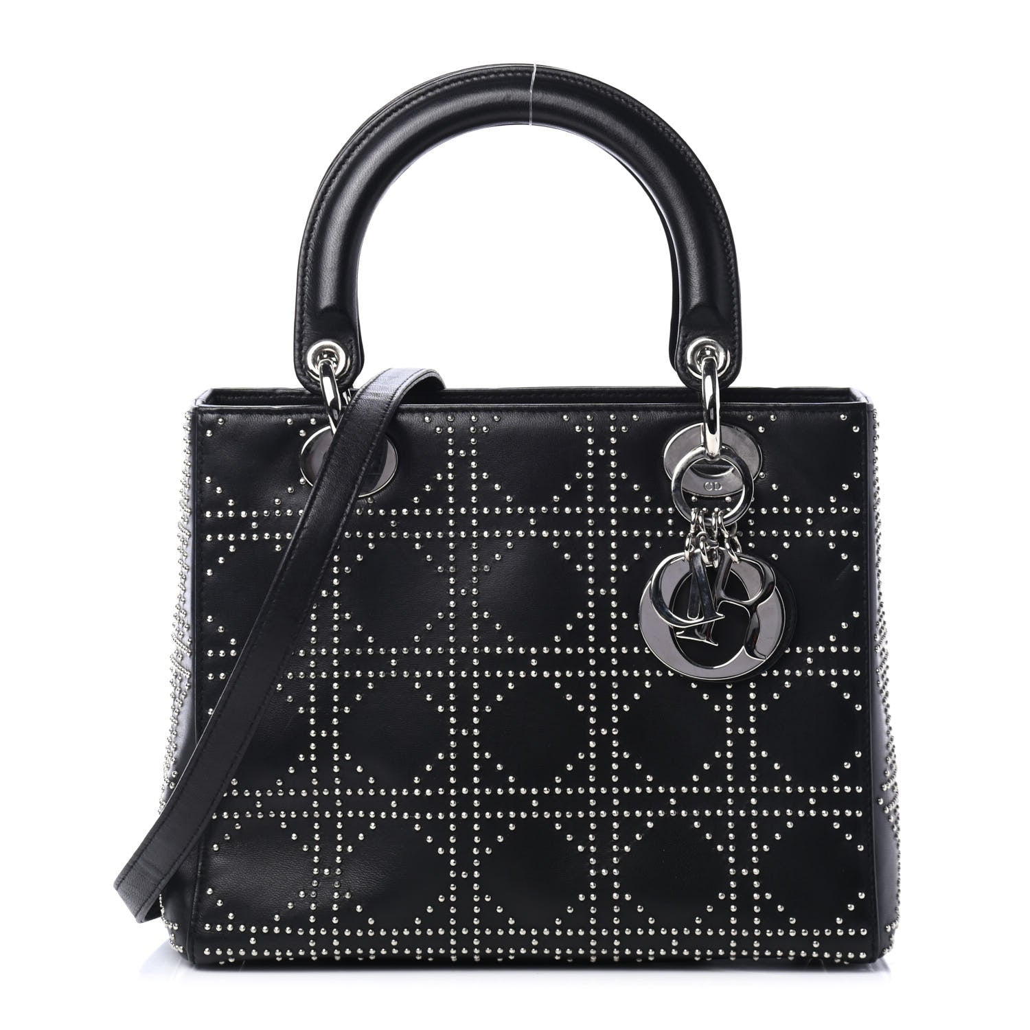 Christian Dior Calfskin Cannage Studded Medium Supple Lady Dior Black 1 of 4