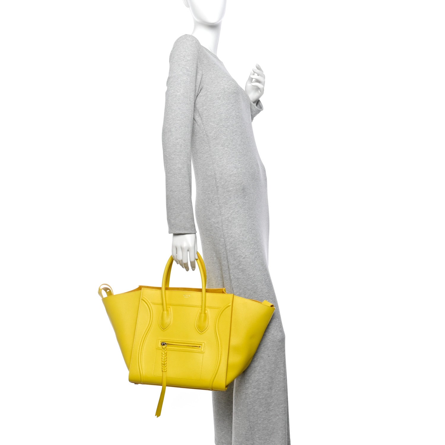Celine Baby Grained Calfskin Medium Phantom Luggage Yellow 2 of 14
