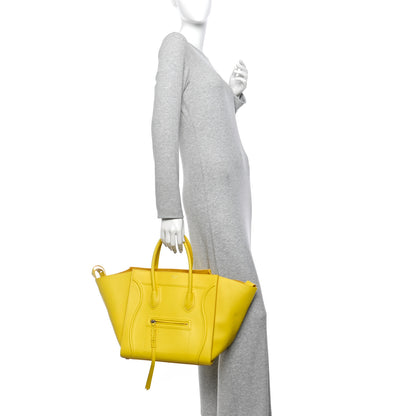 Celine Baby Grained Calfskin Medium Phantom Luggage Yellow 2 of 14