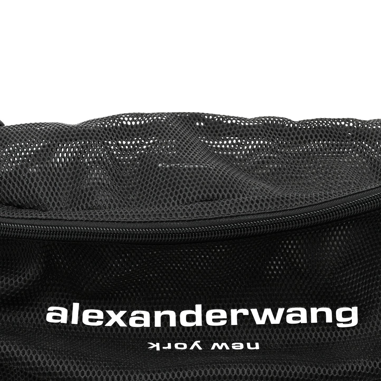 Nylon Mesh Logo Printed Attica Gym Shoulder Bag Black