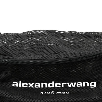 Alexander Wang Nylon Mesh Logo Printed Attica Gym Shoulder Bag Black 7 of 11