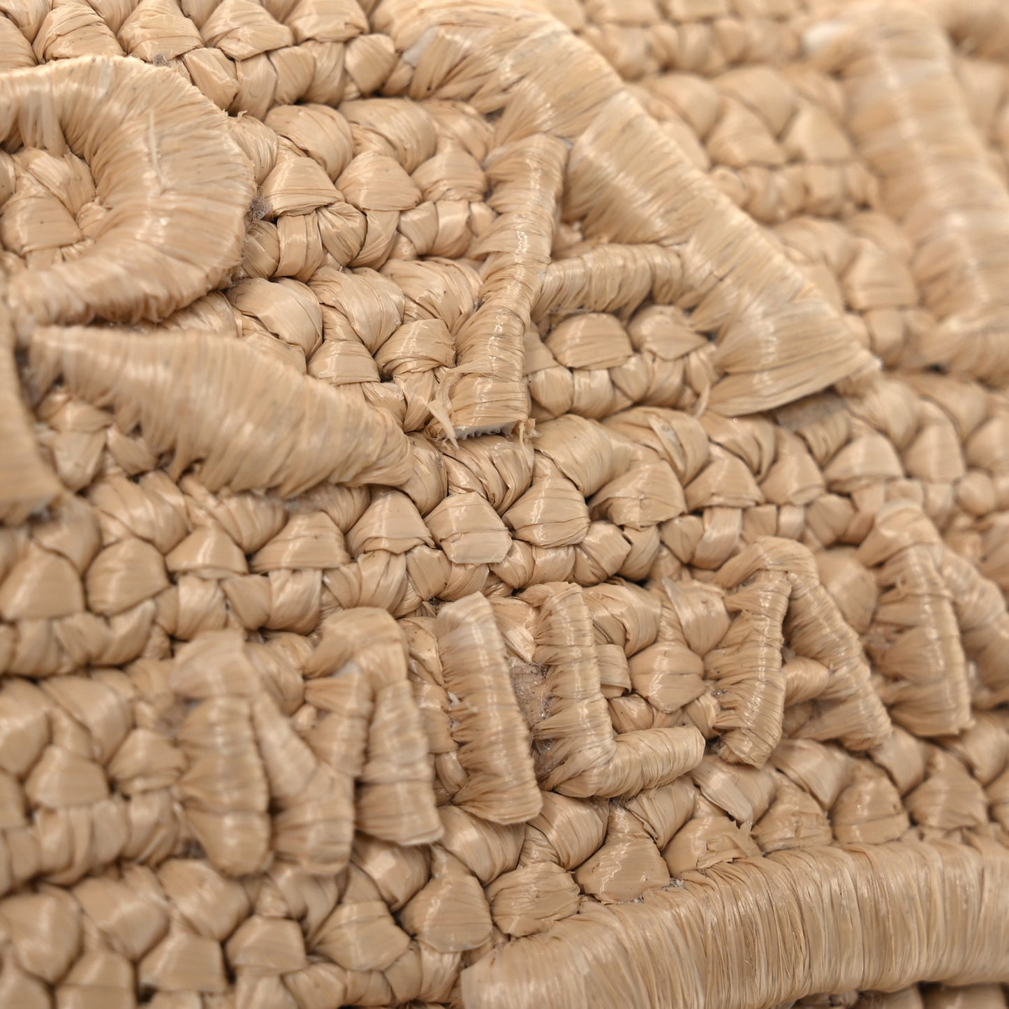 Raffia Effect Crochet Metal Triangle Logo Mini Triangle Shoulder Bag Naturale