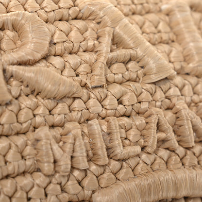 Prada Raffia Effect Crochet Metal Triangle Logo Mini Triangle Shoulder Bag Naturale 14 of 15