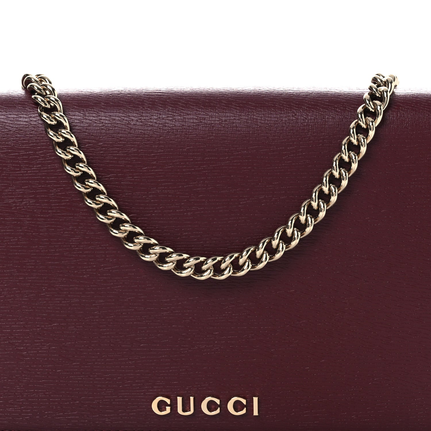 Gucci Textured Calfskin Script Logo Wallet On Chain Rosso Ancora 7 of 9