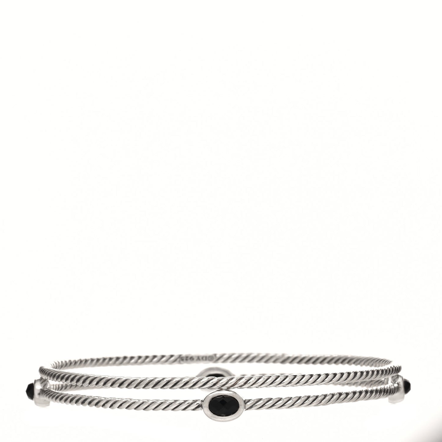 Sterling Silver Black Onyx Color Classics Bangle Bracelet Set of 2