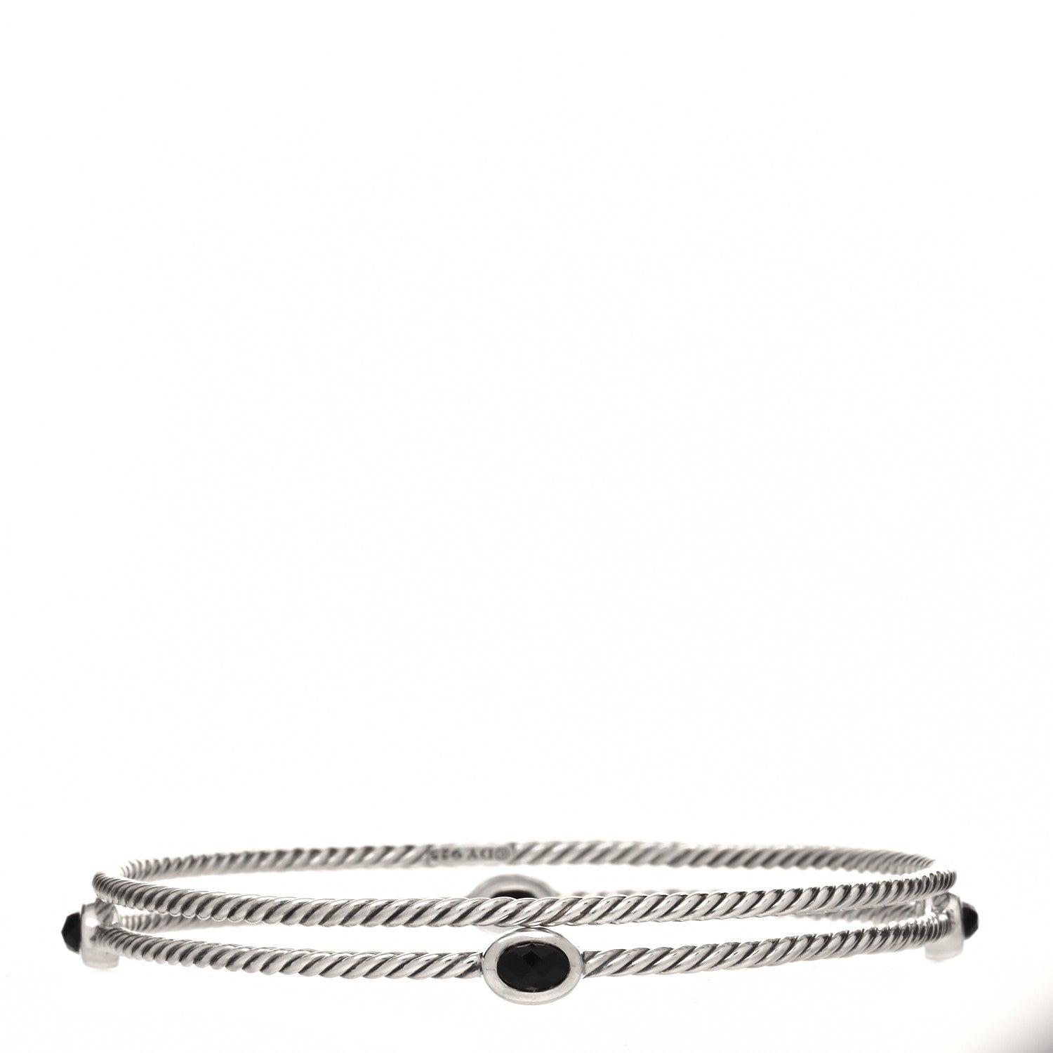 David Yurman Sterling Silver Black Onyx Color Classics Bangle Bracelet Set of 2 2 of 4