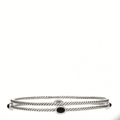 David Yurman Sterling Silver Black Onyx Color Classics Bangle Bracelet Set of 2 2 of 4