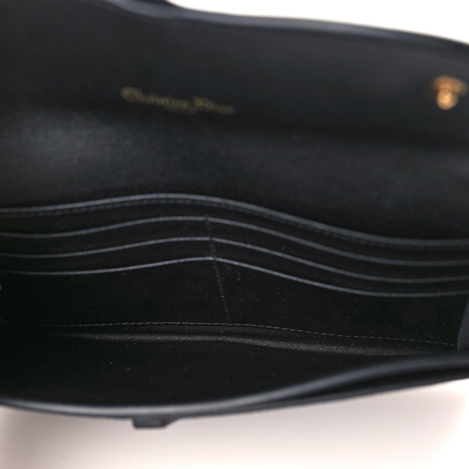 Christian Dior Grained Calfskin Saddle Chain Wallet Pouch Black 5 of 10