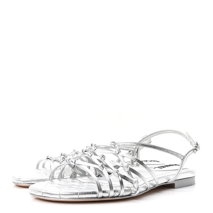 Chanel Laminated Lambskin CC Sandals 36.5 Silver 4 of 9