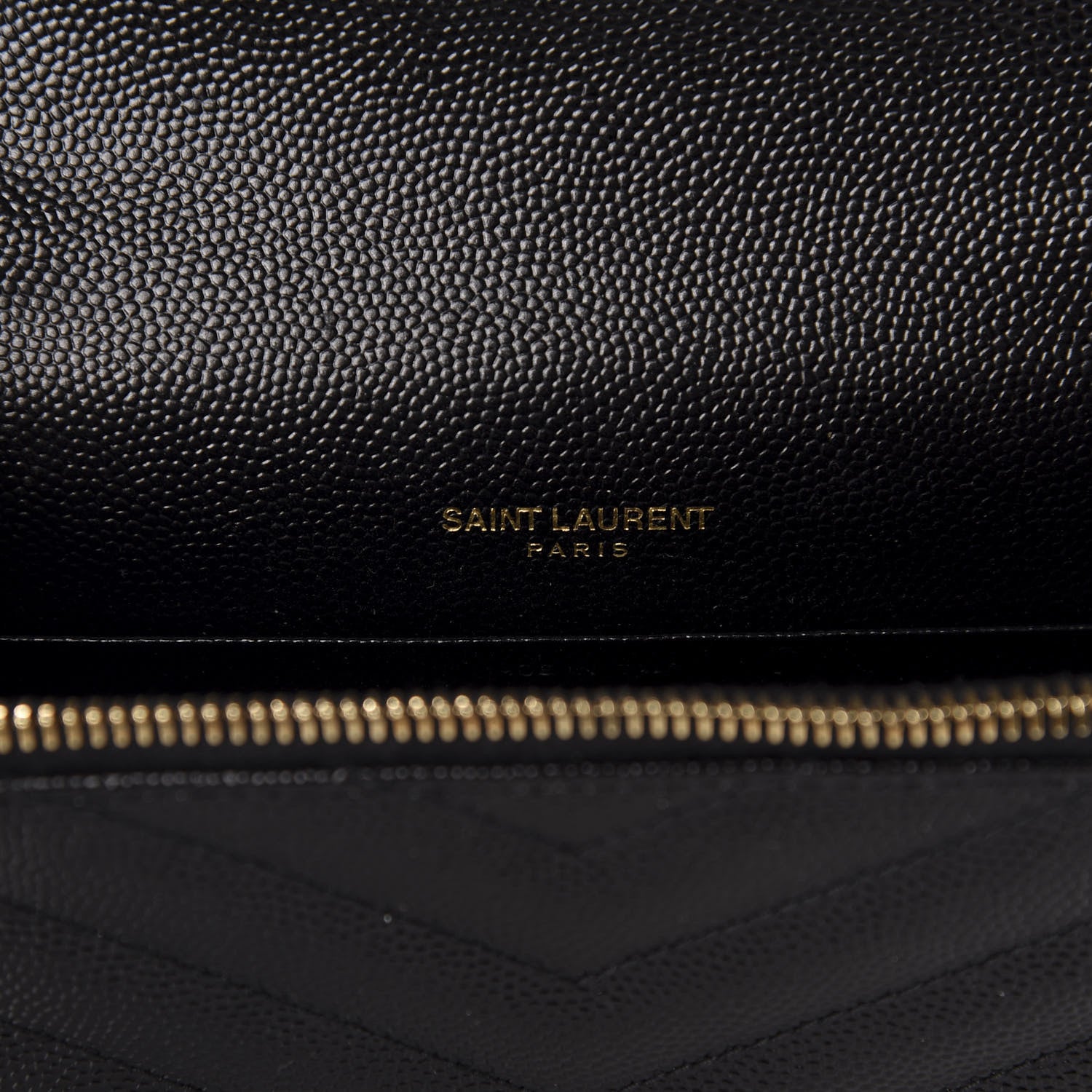 Saint Laurent Grain De Poudre Matelasse Chevron Monogram Envelope Chain Wallet Black 8 of 11