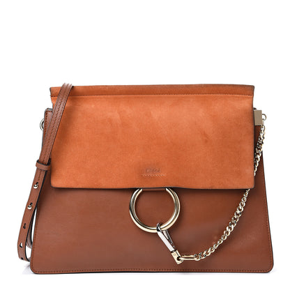 Chloe Suede Calfskin Medium Faye Shoulder Bag Tobacco 1 of 13