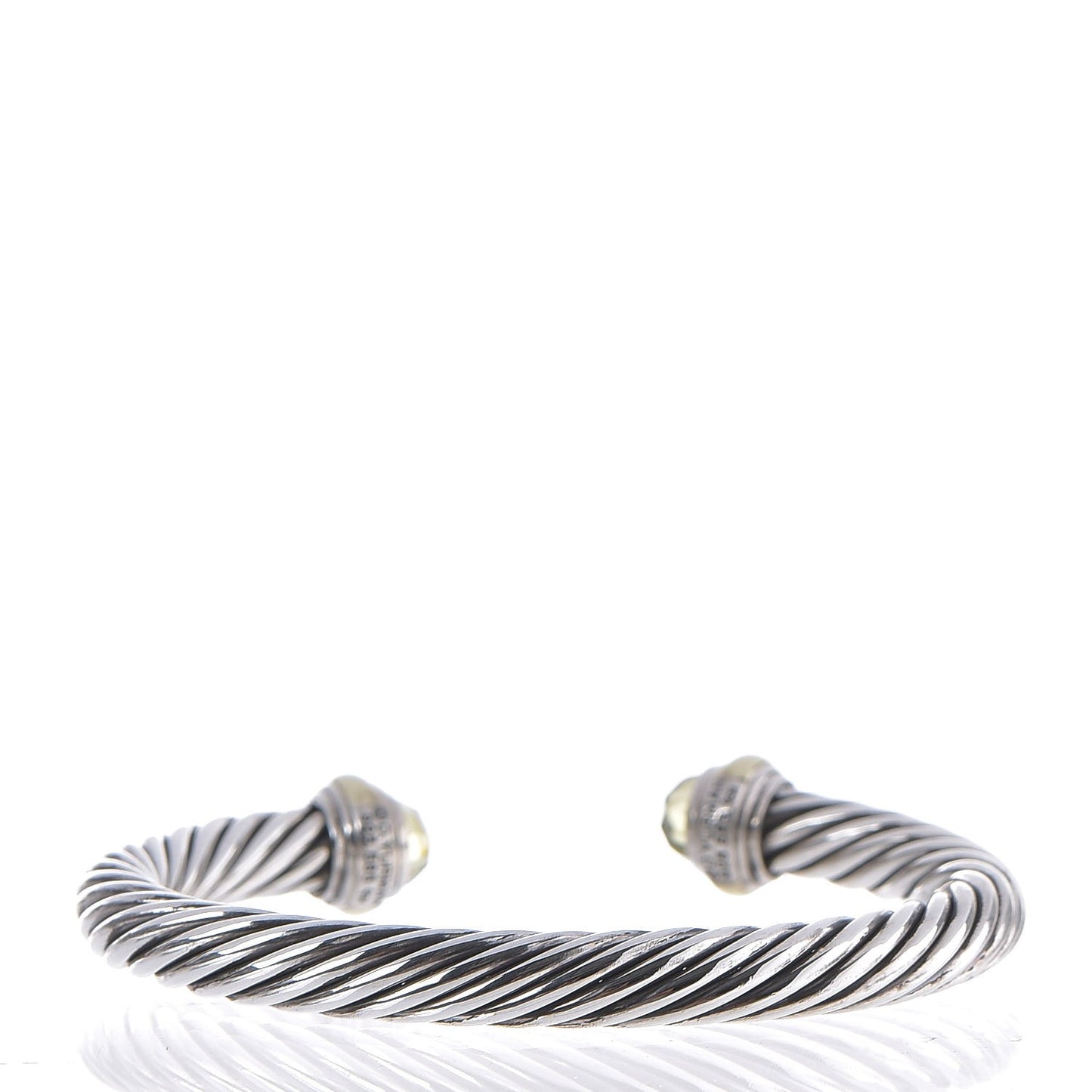 Sterling Silver 14K Yellow Gold Prasiolite 7mm Cable Classics Bracelet