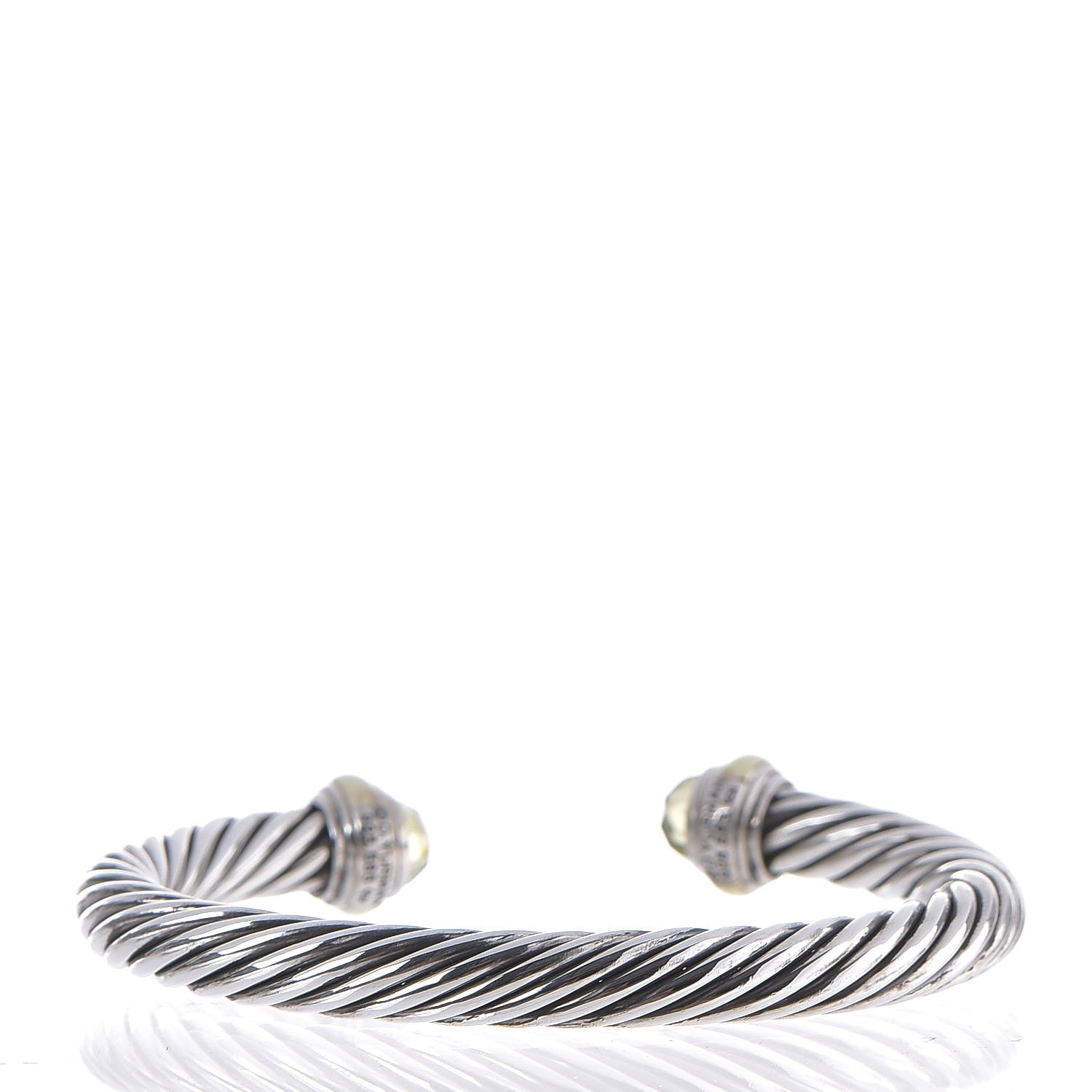 David Yurman Sterling Silver 14K Yellow Gold Prasiolite 7mm Cable Classics Bracelet 3 of 5