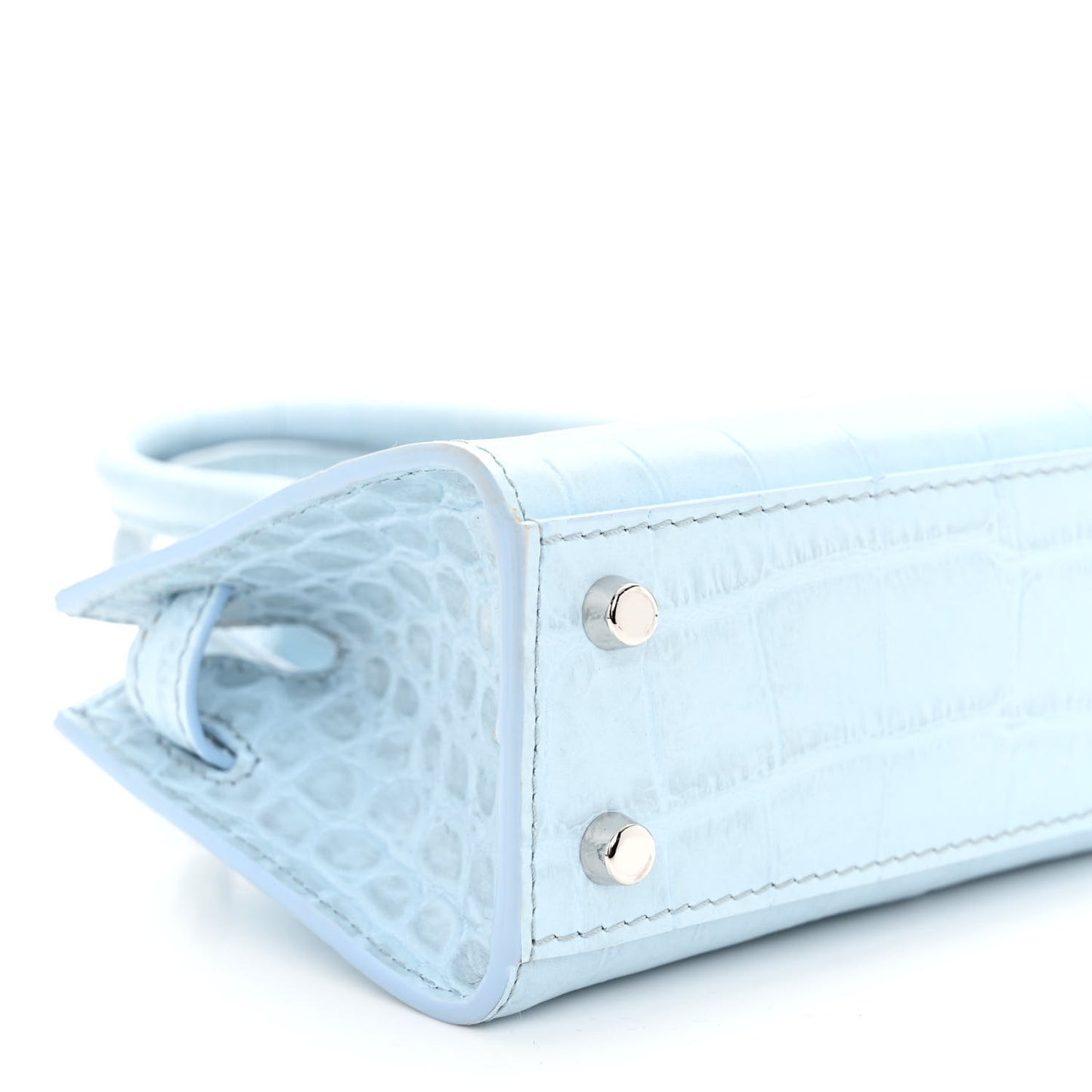 Calfskin Crocodile Embossed Mini Medusa '95 Tote Pastel Blue