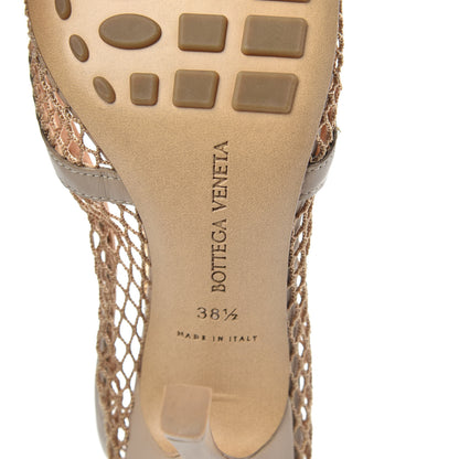 Bottega Veneta Mesh Calfskin Chain Stretch Pumps 38.5 Beige 8 of 9