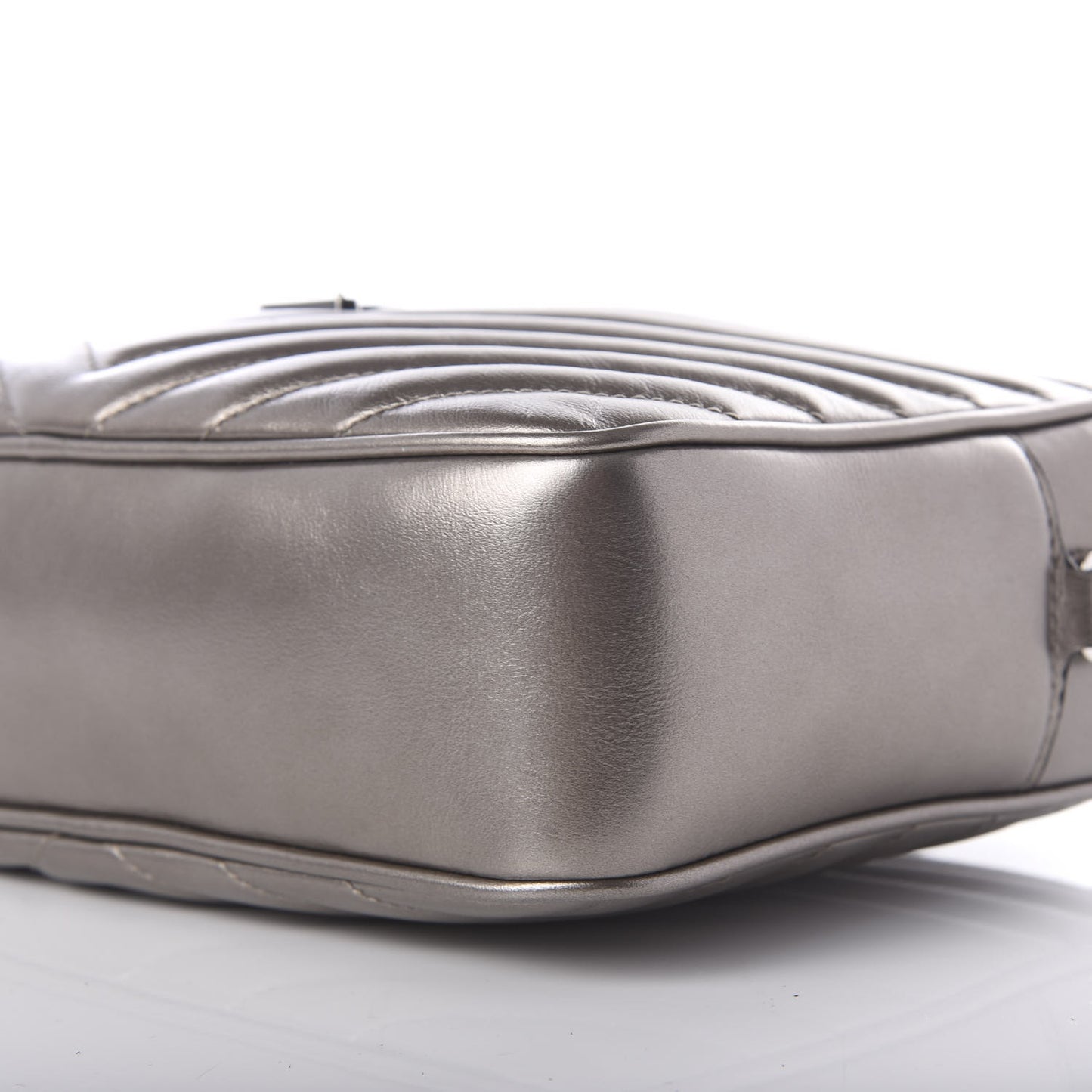Metallic Calfskin Matelasse Monogram Lou Camera Bag Silver