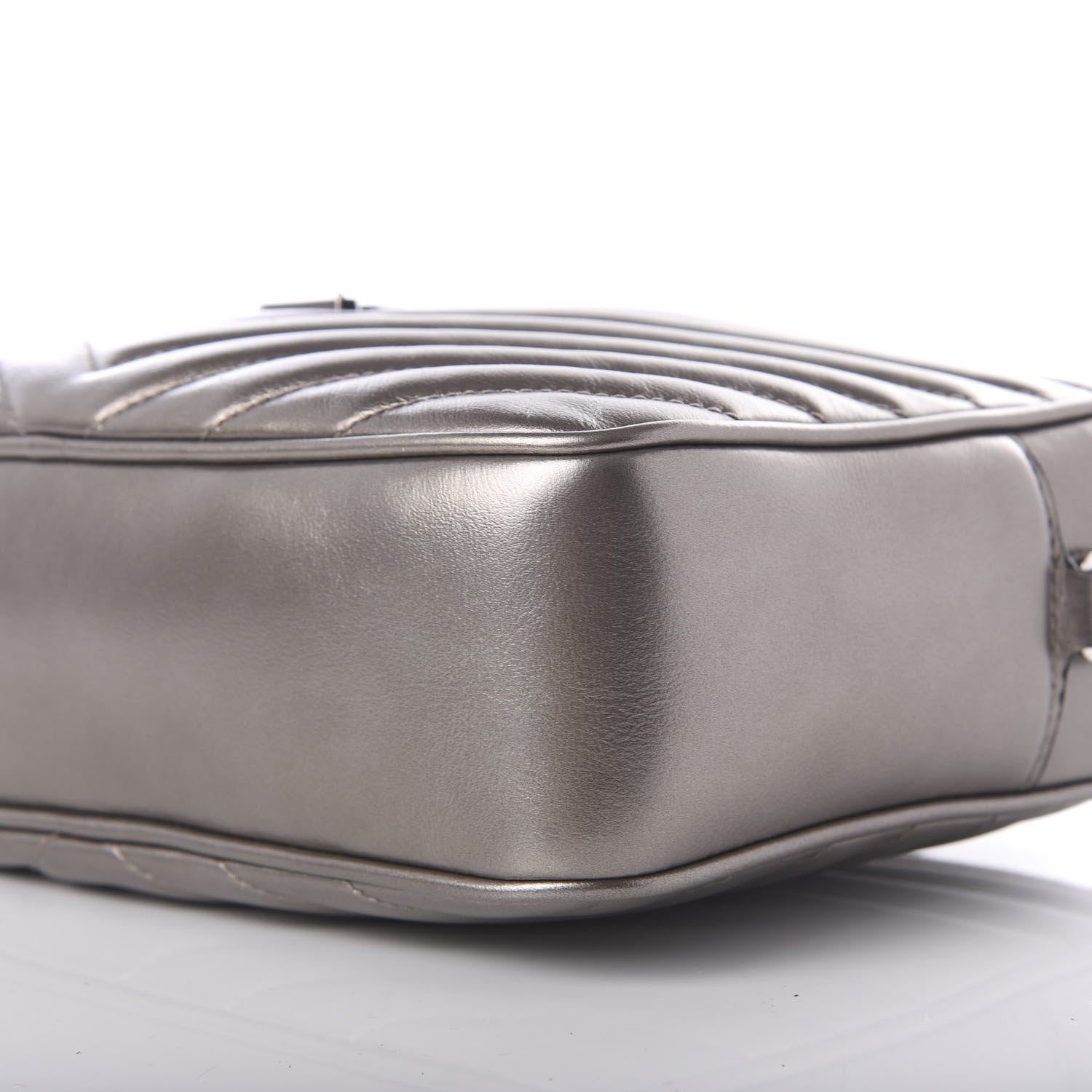 Saint Laurent Metallic Calfskin Matelasse Monogram Lou Camera Bag Silver 9 of 9