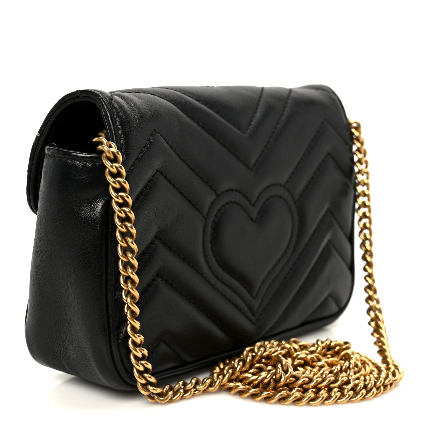 Gucci Calfskin Matelasse Super Mini GG Marmont Shoulder Bag Black 3 of 11