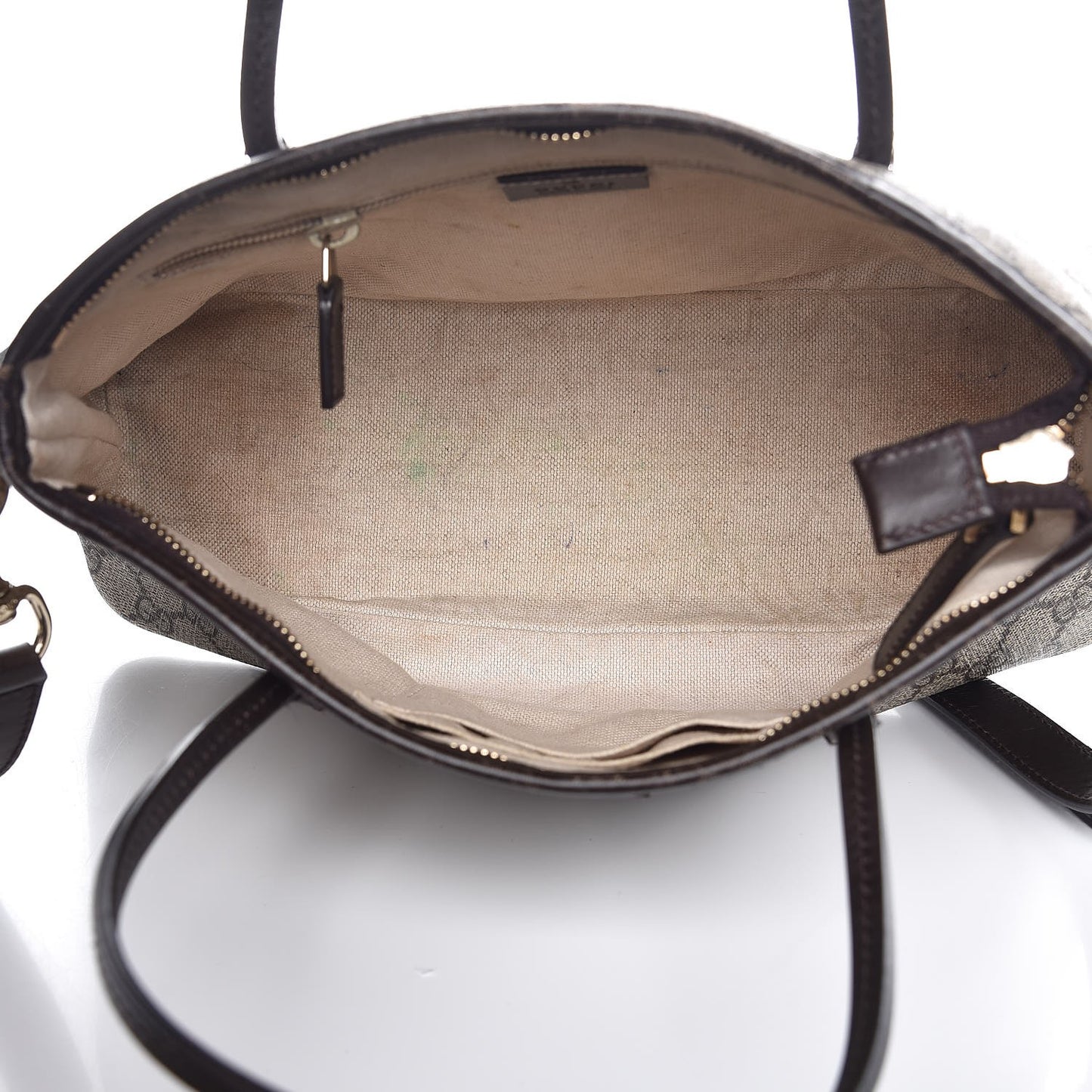 GG Supreme Monogram Small Zippered Tote Dark Brown
