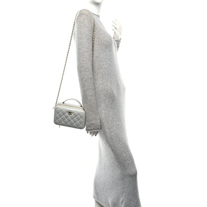 Chanel Metallic Lambskin Quilted Top Handle Vanity Case Silver 2 of 11